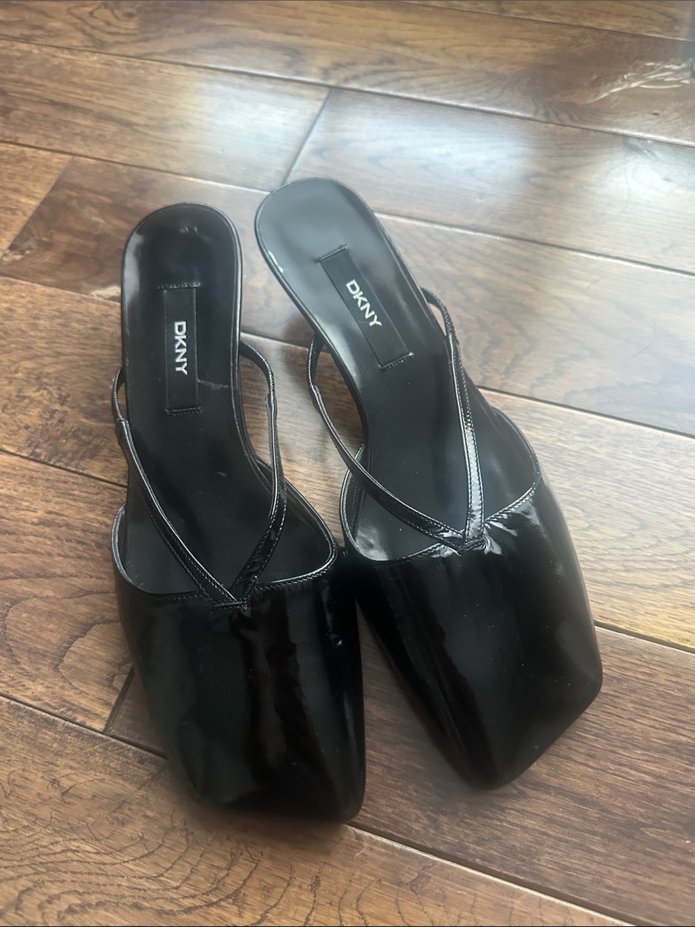 DKNY black square toe kitten heels size 6.5